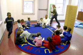 Children play an organized activity